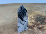 BLACK TOURMALINE IN QUARTZ STANDING POINT 002