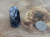 BLACK TOURMALINE IN QUARTZ STANDING POINT 003